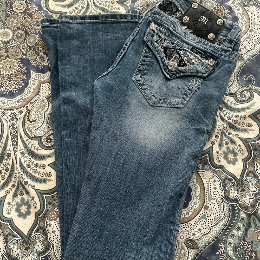 Miss Me Medium Blue Embellished Boot Cut Jeans